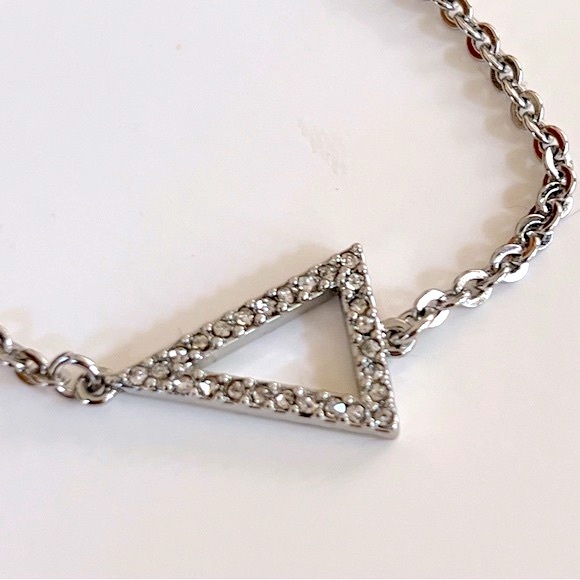 NWT Juicy Couture Pave Crystal Open Triangle Silver Tone Bracelet - Picture 2 of 15